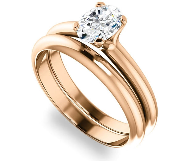 0.90ct (7.0x5.0mm) Oval  14K Rose Gold Solitaire Engagement Ring