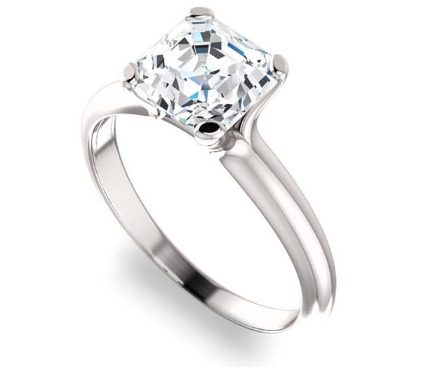 1.30ct (6.5mm) Asscher  14K White Gold Solitaire Engagement Ring