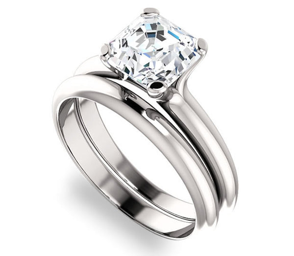 1.30ct (6.5mm) Asscher  14K White Gold Solitaire Engagement Ring