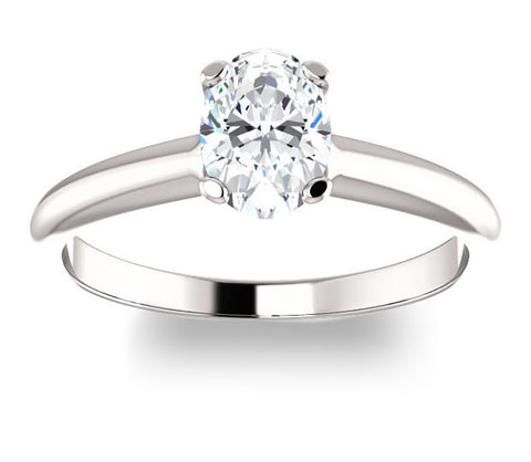 0.90ct (7.0x5.0mm) Oval  14K White Gold Solitaire Engagement Ring