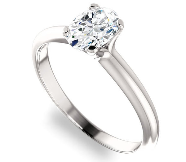 0.90ct (7.0x5.0mm) Oval  14K White Gold Solitaire Engagement Ring