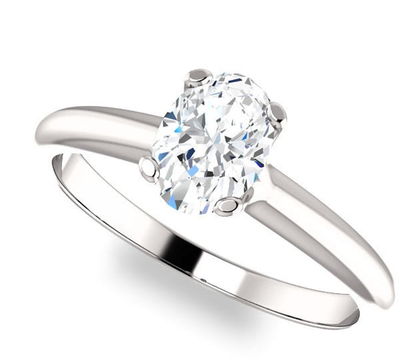 0.90ct (7.0x5.0mm) Oval  14K White Gold Solitaire Engagement Ring