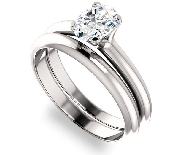 0.90ct (7.0x5.0mm) Oval  14K White Gold Solitaire Engagement Ring