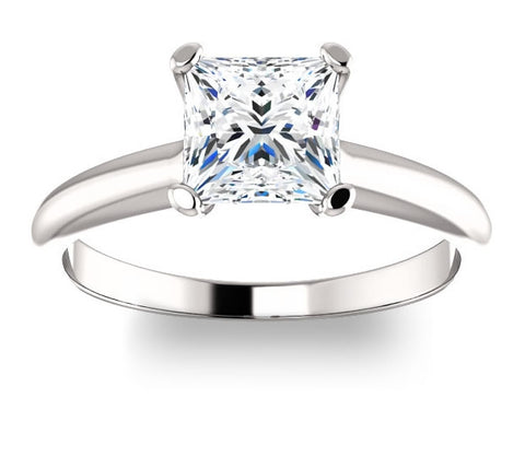 1.30ct (6.0mm) Princess  14K White Gold Solitaire Engagement Ring