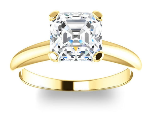 1.30ct (6.5mm) Asscher  14K Yellow Gold Solitaire Engagement Ring