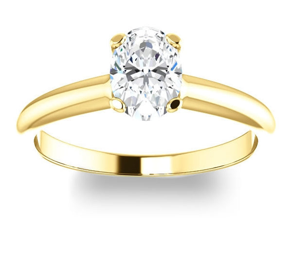 0.90ct (7.0x5.0mm) Oval  14K Yellow Gold Solitaire Engagement Ring