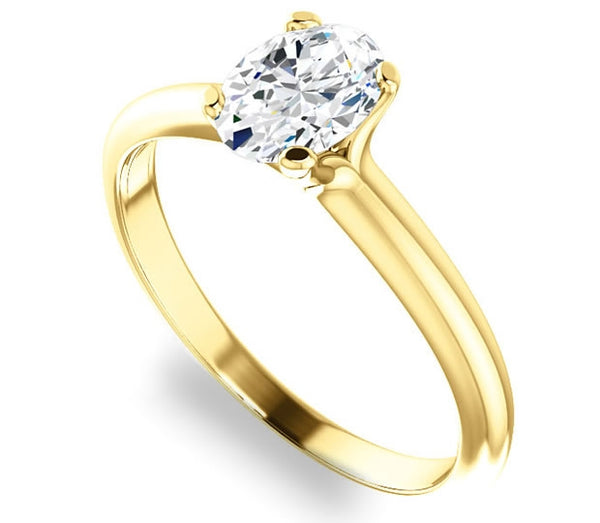 0.90ct (7.0x5.0mm) Oval  14K Yellow Gold Solitaire Engagement Ring