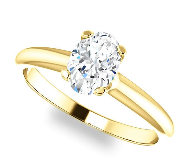 0.90ct (7.0x5.0mm) Oval  14K Yellow Gold Solitaire Engagement Ring