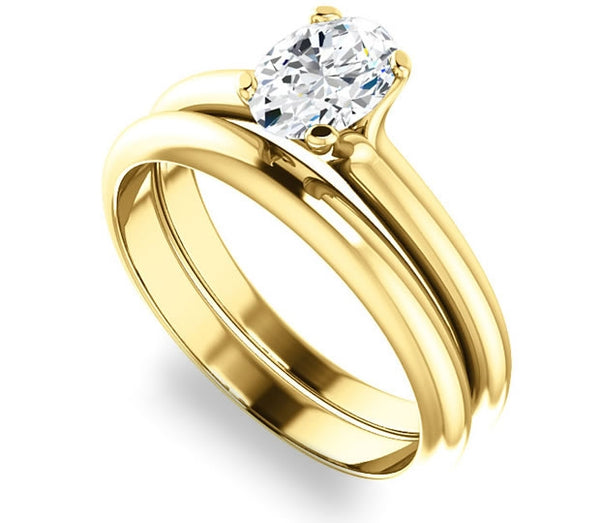 0.90ct (7.0x5.0mm) Oval  14K Yellow Gold Solitaire Engagement Ring