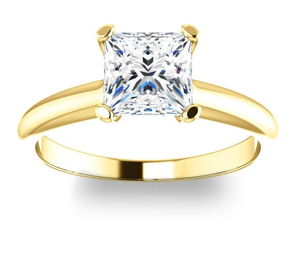 1.30ct (6.0mm) Princess  14K Yellow Gold Solitaire Engagement Ring