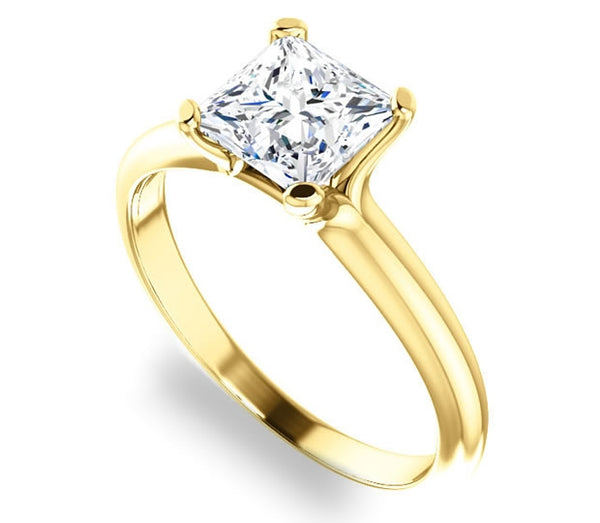 1.30ct (6.0mm) Princess  14K Yellow Gold Solitaire Engagement Ring