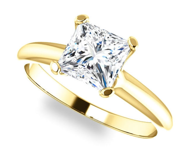 1.30ct (6.0mm) Princess  14K Yellow Gold Solitaire Engagement Ring