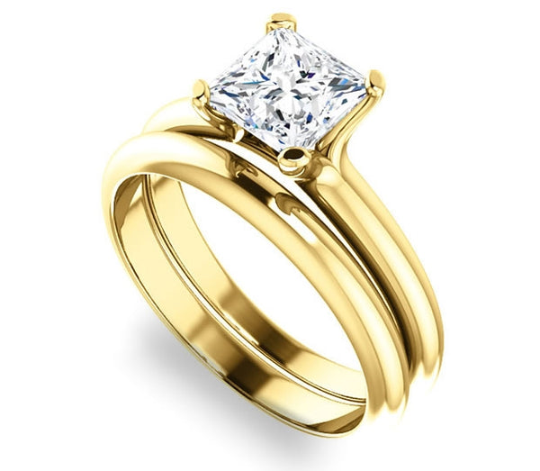 1.30ct (6.0mm) Princess  14K Yellow Gold Solitaire Engagement Ring