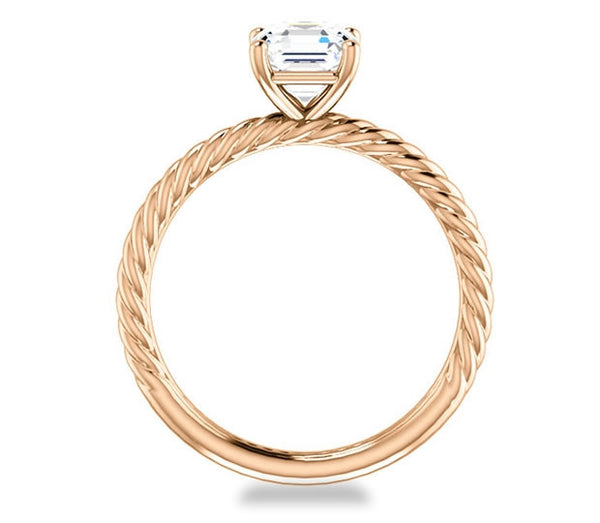 1.30ct (6.5mm) Asscher  14K Rose Gold Rope Solitaire Engagement Setting