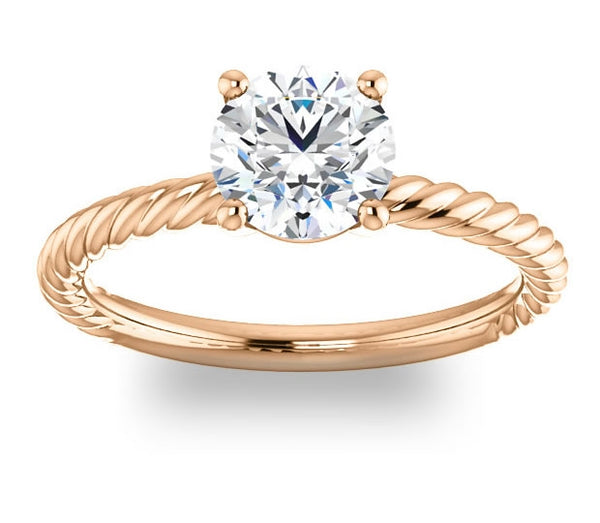 1.00ct (6.5mm) Round  14K Rose Gold Rope Solitaire Engagement Setting