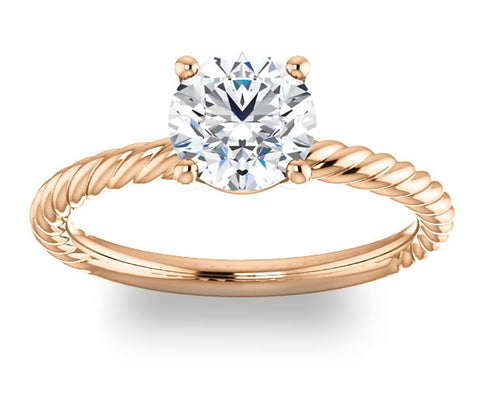 1.00ct (6.5mm) Round  14K Rose Gold Rope Solitaire Engagement Setting