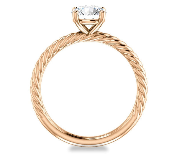 1.00ct (6.5mm) Round  14K Rose Gold Rope Solitaire Engagement Setting