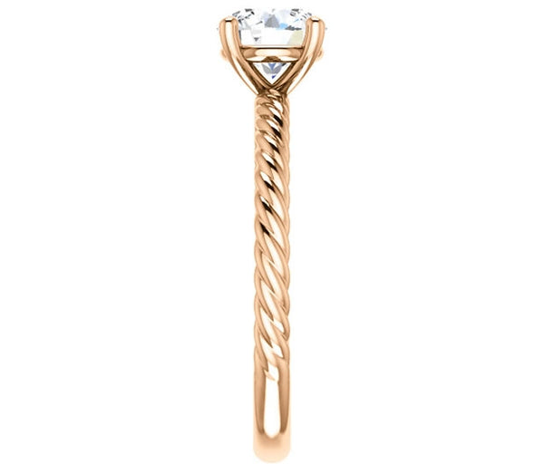 1.00ct (6.5mm) Round  14K Rose Gold Rope Solitaire Engagement Setting