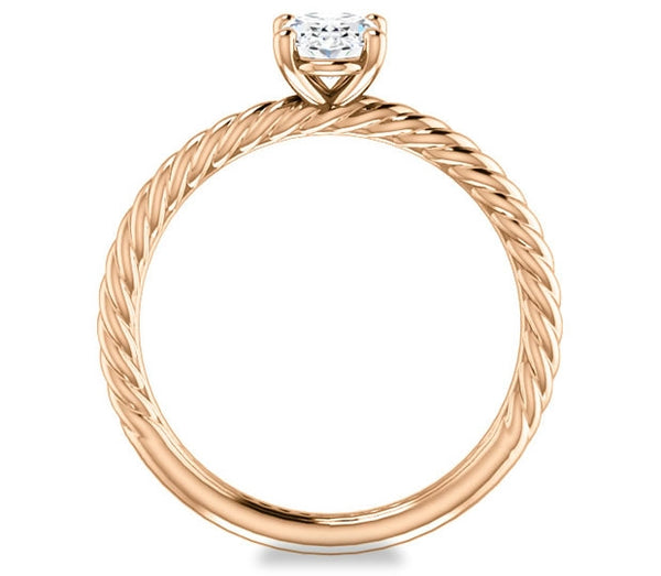 0.90ct (7.0x5.0mm) Oval  14K Rose Gold Rope Solitaire Engagement Setting