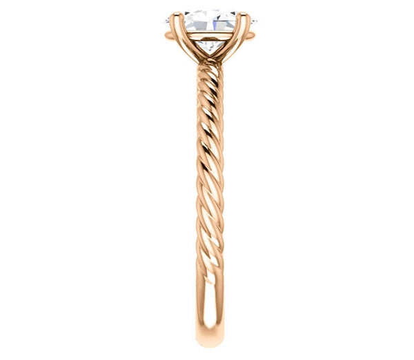 0.90ct (7.0x5.0mm) Oval  14K Rose Gold Rope Solitaire Engagement Setting