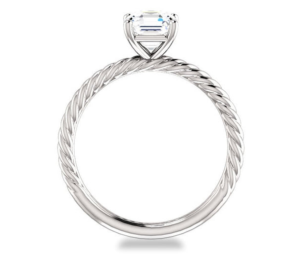 1.30ct (6.5mm) Asscher  14K White Gold Rope Solitaire Engagement Setting