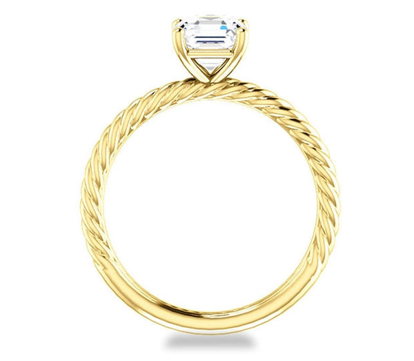 1.30ct (6.5mm) Asscher  14K Yellow Gold Rope Solitaire Engagement Setting