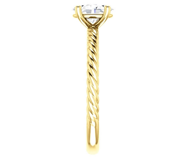 0.90ct (7.0x5.0mm) Oval  14K Yellow Gold Rope Solitaire Engagement Setting