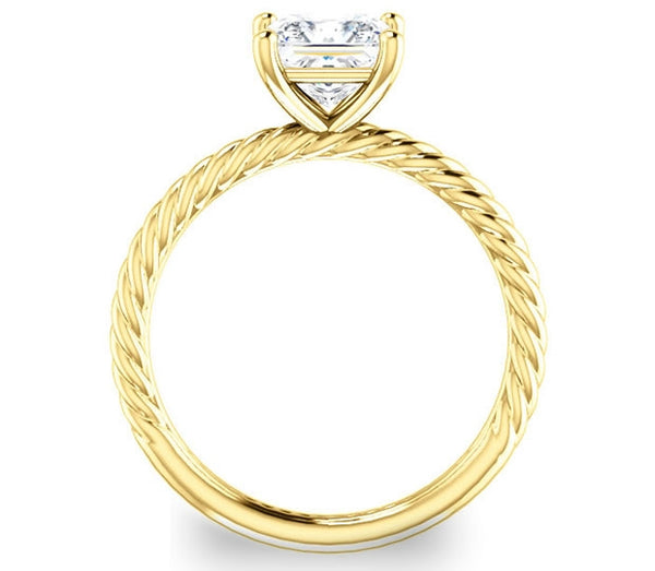 1.30ct (6.0mm) Princess  14K Yellow Gold Rope Solitaire Engagement Setting