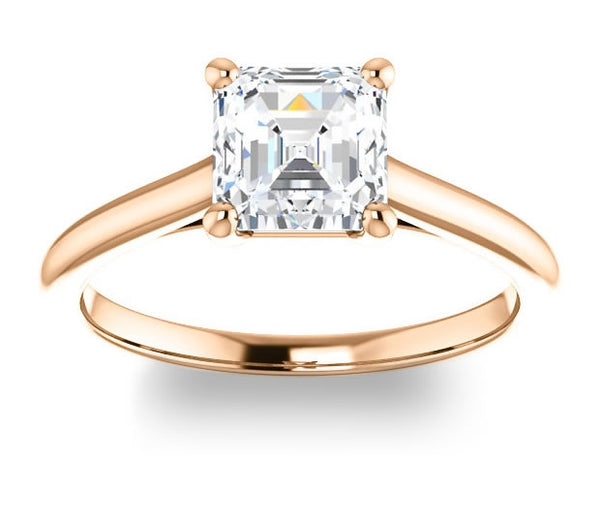 1.30ct (6.5mm) Asscher  14K Rose Gold Infinity Solitaire Engagement Ring