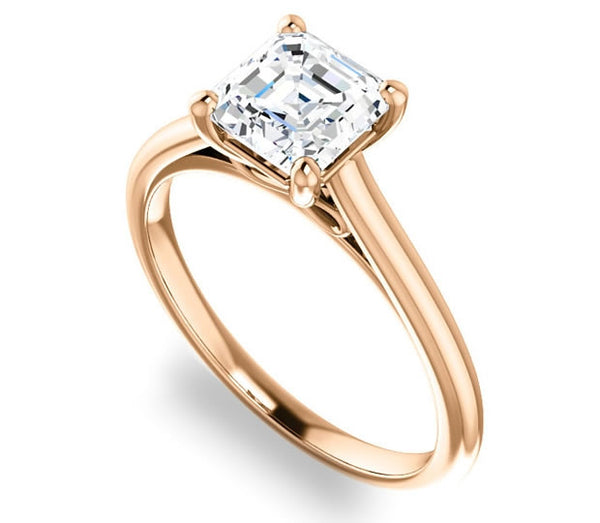 1.30ct (6.5mm) Asscher  14K Rose Gold Infinity Solitaire Engagement Ring