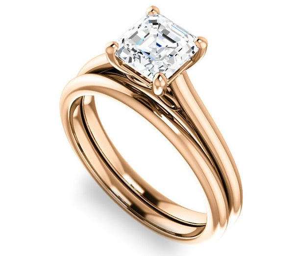 1.30ct (6.5mm) Asscher  14K Rose Gold Infinity Solitaire Engagement Ring