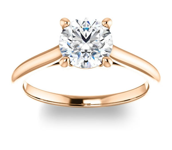 1.00ct (6.5mm) Round  14K Rose Gold Infinity Solitaire Engagement Ring