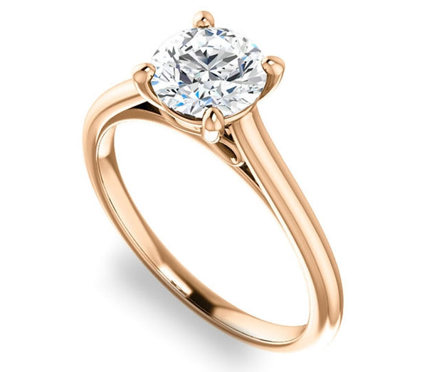 1.00ct (6.5mm) Round  14K Rose Gold Infinity Solitaire Engagement Ring