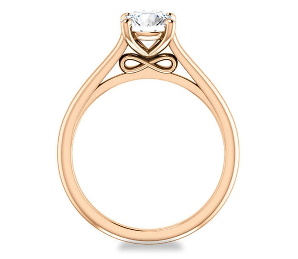 1.00ct (6.5mm) Round  14K Rose Gold Infinity Solitaire Engagement Ring