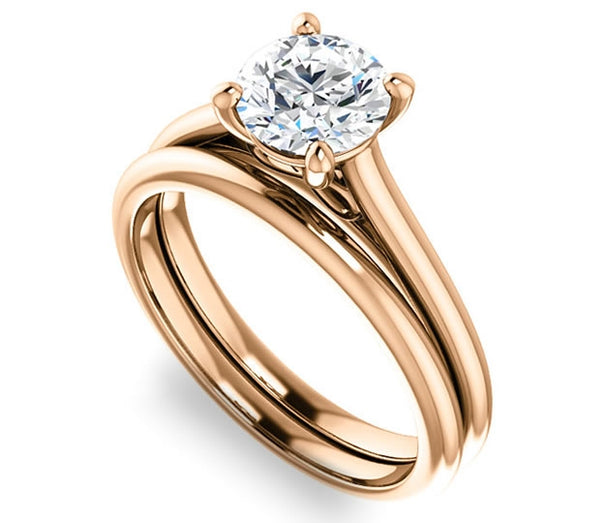 1.00ct (6.5mm) Round  14K Rose Gold Infinity Solitaire Engagement Ring