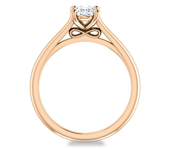 0.90ct (7.0x5.0mm) Oval  14K Rose Gold Infinity Solitaire Engagement Ring