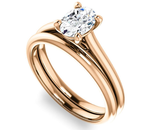 0.90ct (7.0x5.0mm) Oval  14K Rose Gold Infinity Solitaire Engagement Ring