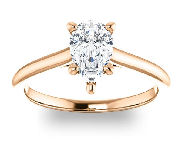 0.94ct (8.0x5.0mm) Pear Moissanite 14k Rose Gold Infinity Solitaire Engagement Ring