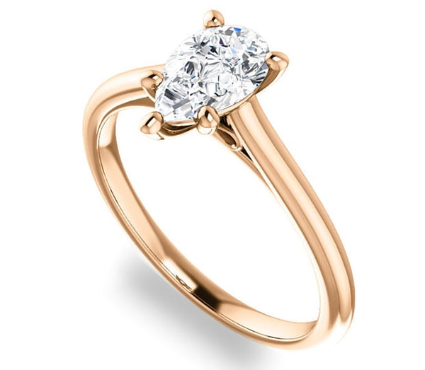 0.94ct (8.0x5.0mm) Pear Moissanite 14k Rose Gold Infinity Solitaire Engagement Ring