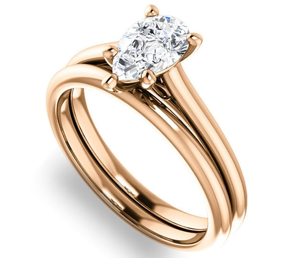 0.94ct (8.0x5.0mm) Pear Moissanite 14k Rose Gold Infinity Solitaire Engagement Ring