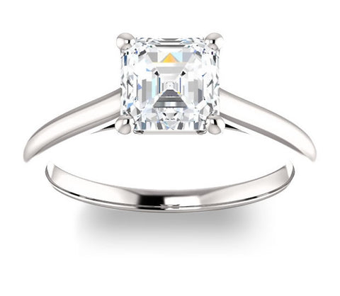 1.30ct (6.5mm) Asscher  14K White Gold Infinity Solitaire Engagement Ring