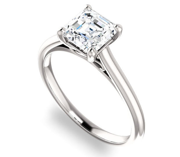 1.30ct (6.5mm) Asscher  14K White Gold Infinity Solitaire Engagement Ring