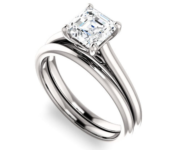 1.30ct (6.5mm) Asscher  14K White Gold Infinity Solitaire Engagement Ring