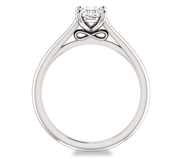 0.90ct (7.0x5.0mm) Oval  14K White Gold Infinity Solitaire Engagement Ring