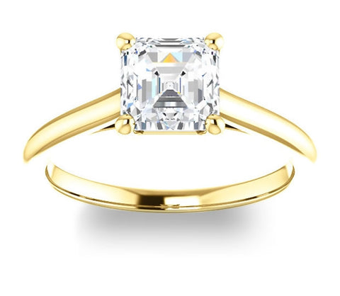 1.30ct (6.5mm) Asscher  14K Yellow Gold Infinity Solitaire Engagement Ring