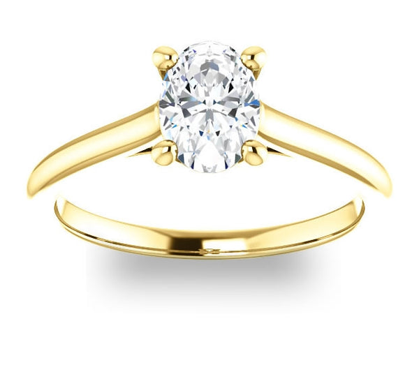 0.90ct (7.0x5.0mm) Oval  14K Yellow Gold Infinity Solitaire Engagement Ring