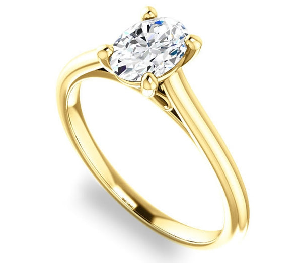 0.90ct (7.0x5.0mm) Oval  14K Yellow Gold Infinity Solitaire Engagement Ring