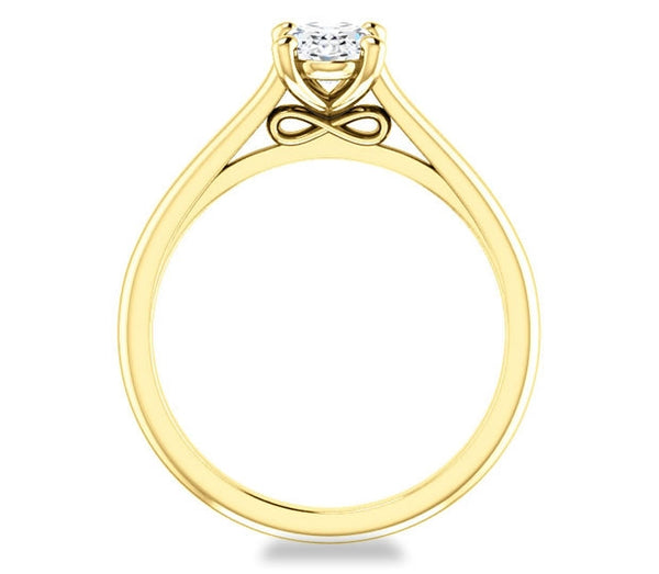 0.90ct (7.0x5.0mm) Oval  14K Yellow Gold Infinity Solitaire Engagement Ring