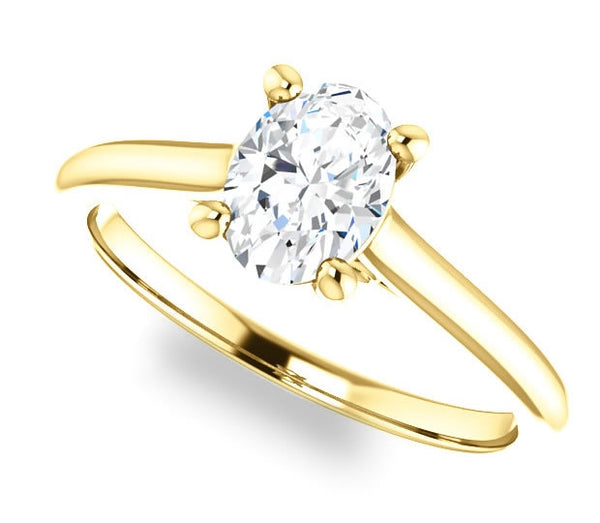 0.90ct (7.0x5.0mm) Oval  14K Yellow Gold Infinity Solitaire Engagement Ring