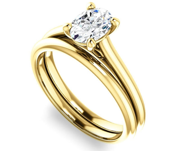 0.90ct (7.0x5.0mm) Oval  14K Yellow Gold Infinity Solitaire Engagement Ring